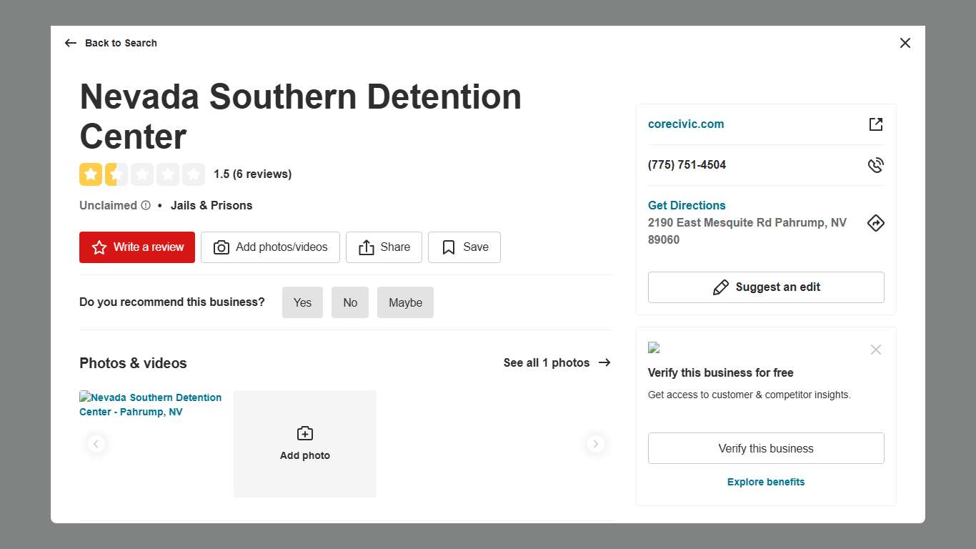 NEVADA SOUTHERN DETENTION CENTER - Updated January 2026 - 2190 East Mesquite Rd, Pahrump, Nevada - Jails & Prisons - Phone Number - Yelp