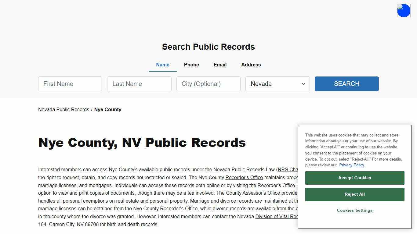 Nye County, NV Public Court, Arrest and Inmate Records - ThePublicIndex