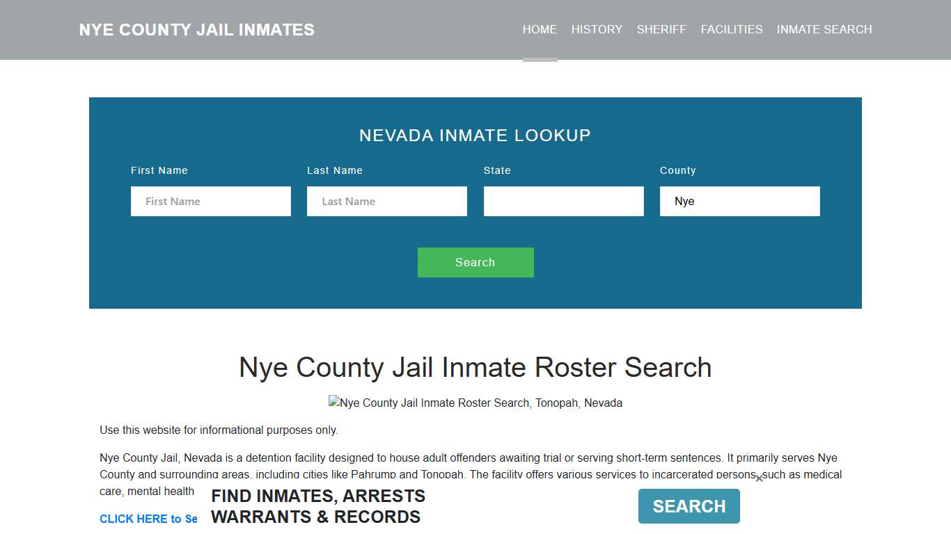 Nye County Jail Inmate Roster Lookup, Tonopah, NV